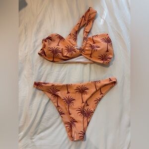 Orange Palm Tree Bikini Set